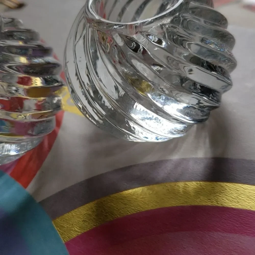 set of glass taper-candles & glass holders